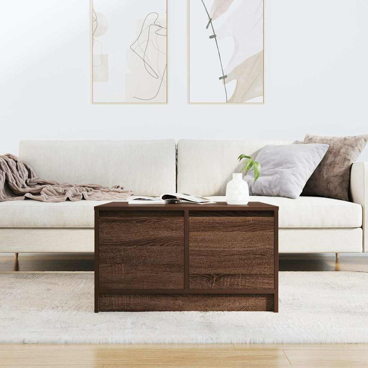sofabord med skuffer 70,5x70x40 cm brun egetræsfarve