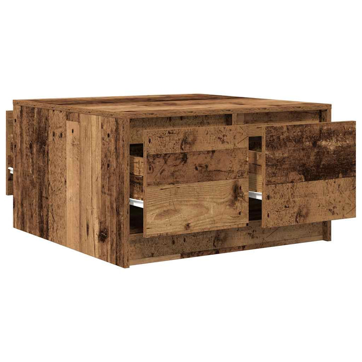 sofabord med skuffer 70,5x70x40 cm gammelt træ-look