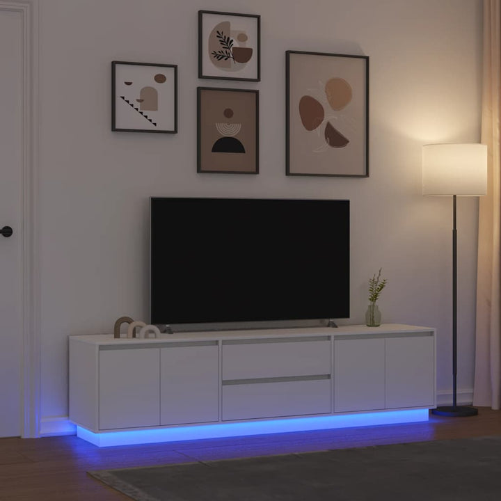 tv-bord med LED-lys 193,5x41x50 cm hvid