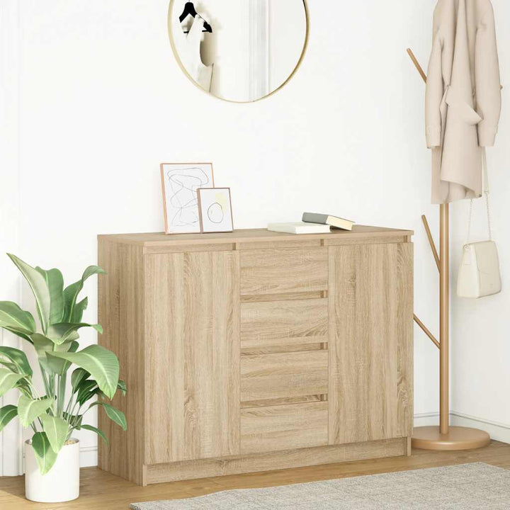 skænk med skuffer 100,5x35x76 cm konstrueret træ sonoma-eg