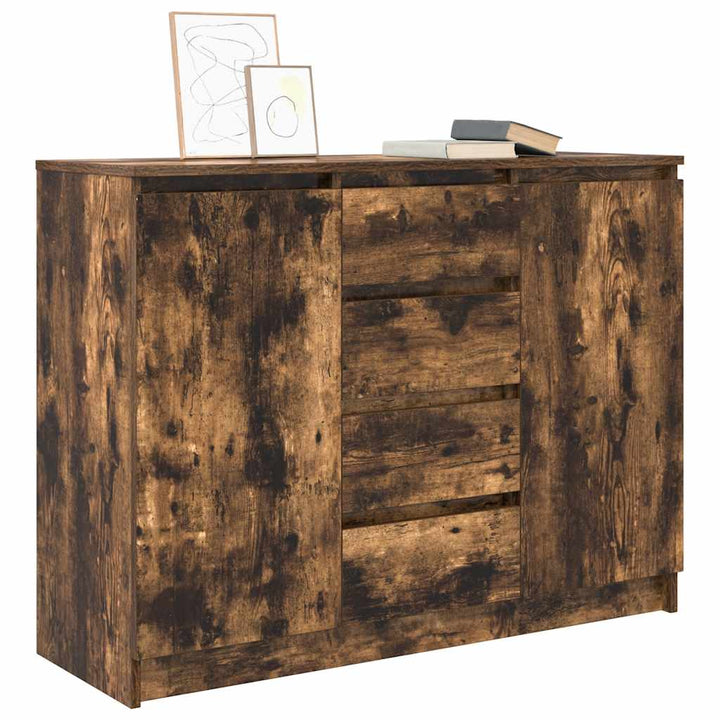 skænk med skuffer 100,5x35x76 cm konstrueret træ røget egetræ