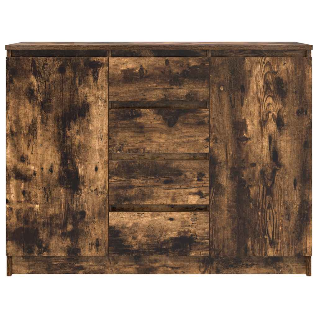 skænk med skuffer 100,5x35x76 cm konstrueret træ røget egetræ