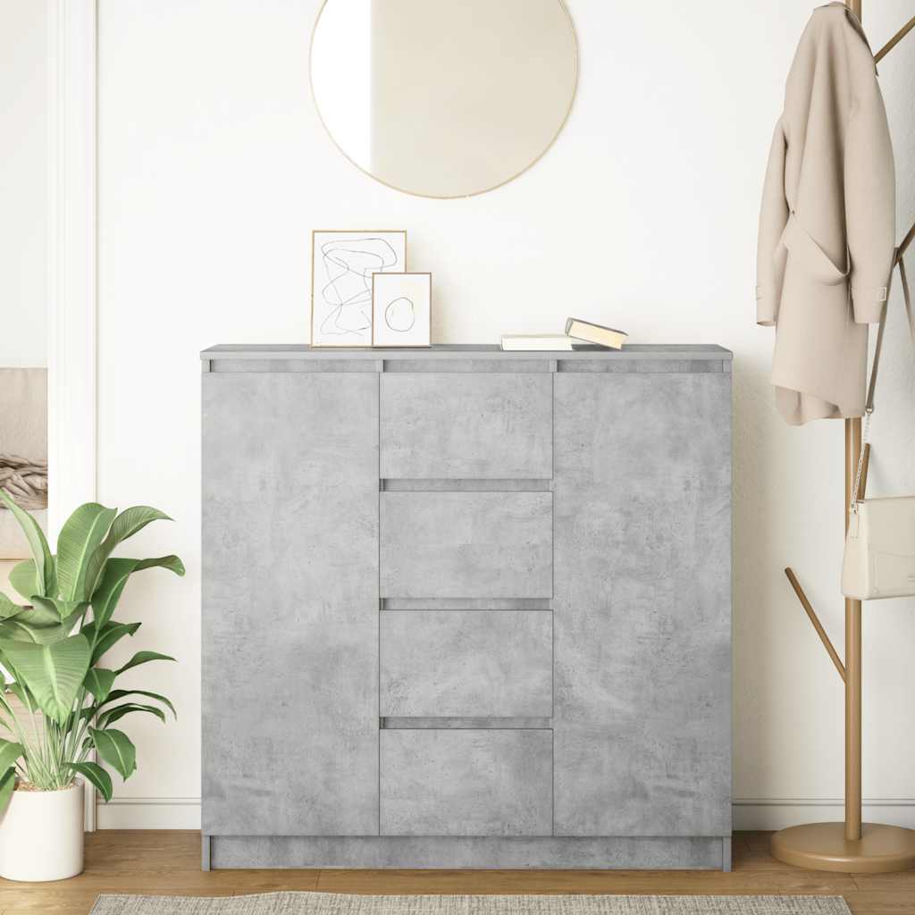 skænk med skuffer 100,5x35x98,5 cm konstrueret træ betongrå