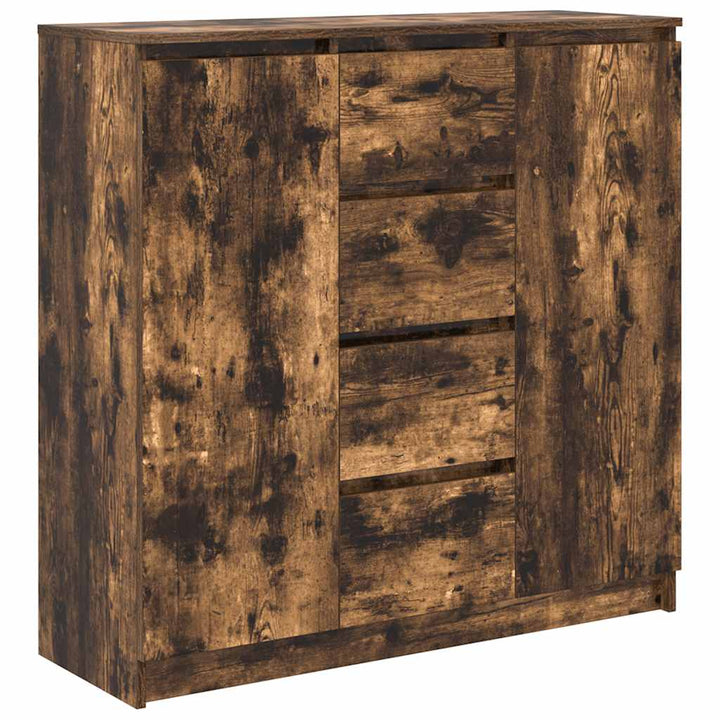 skænk med skuffer 100,5x35x98,5 cm konstrueret træ røget egetræ