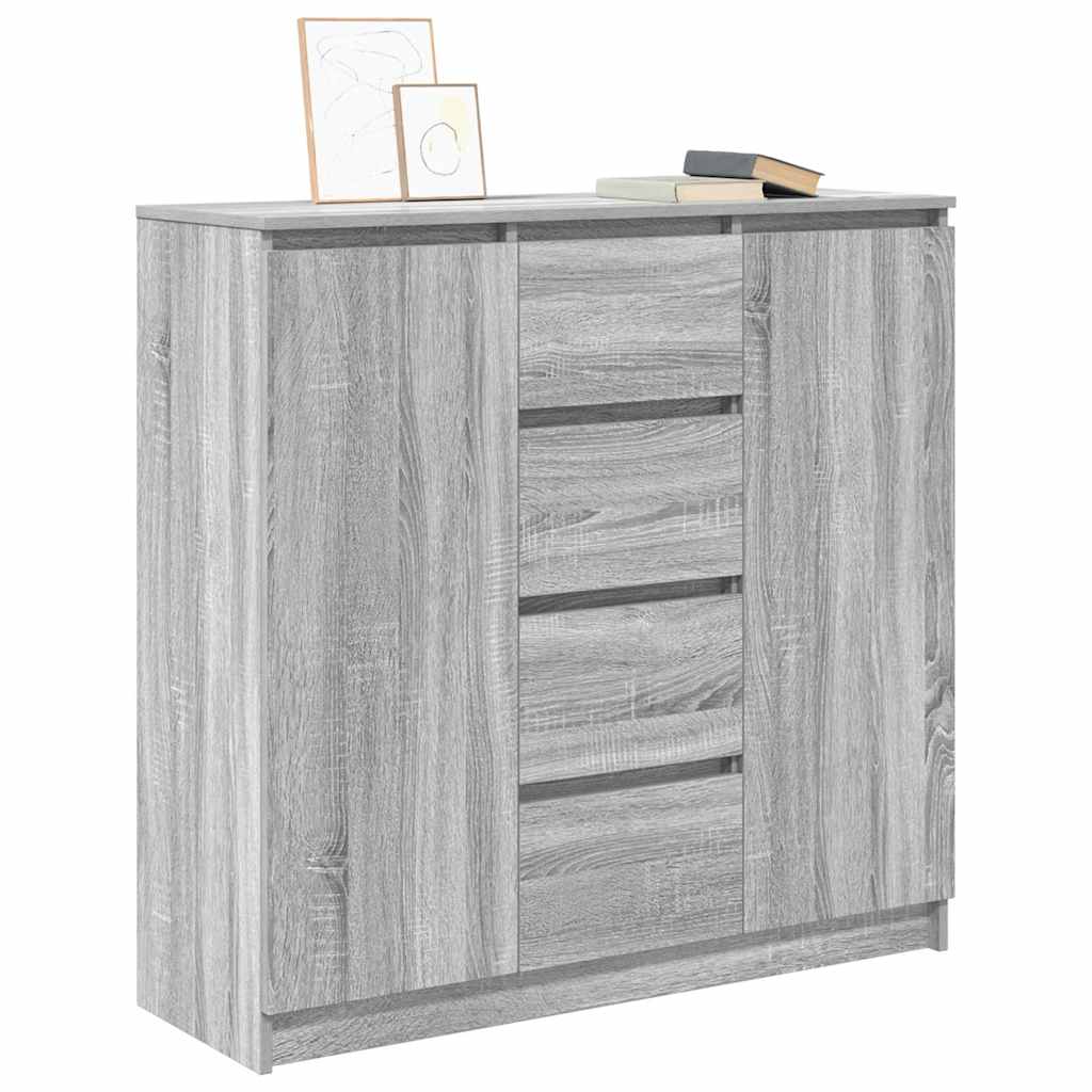 skænk med skuffer 100,5x35x98,5cm konstrueret træ grå sonoma-eg