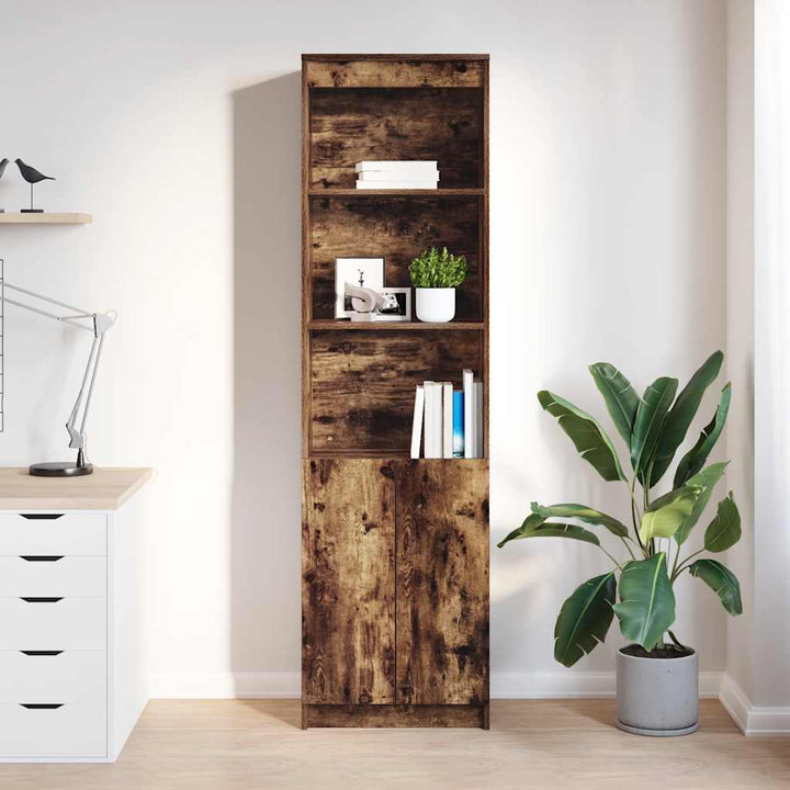 højskab 50x35x180 cm konstrueret træ røget egetræsfarve