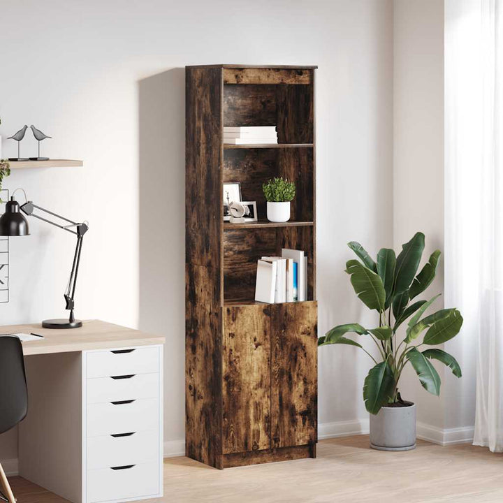 højskab 50x35x180 cm konstrueret træ røget egetræsfarve