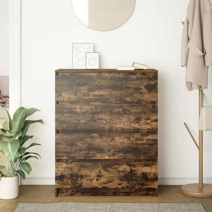 skænk 80x35x99 cm konstrueret træ røget egetræsfarve