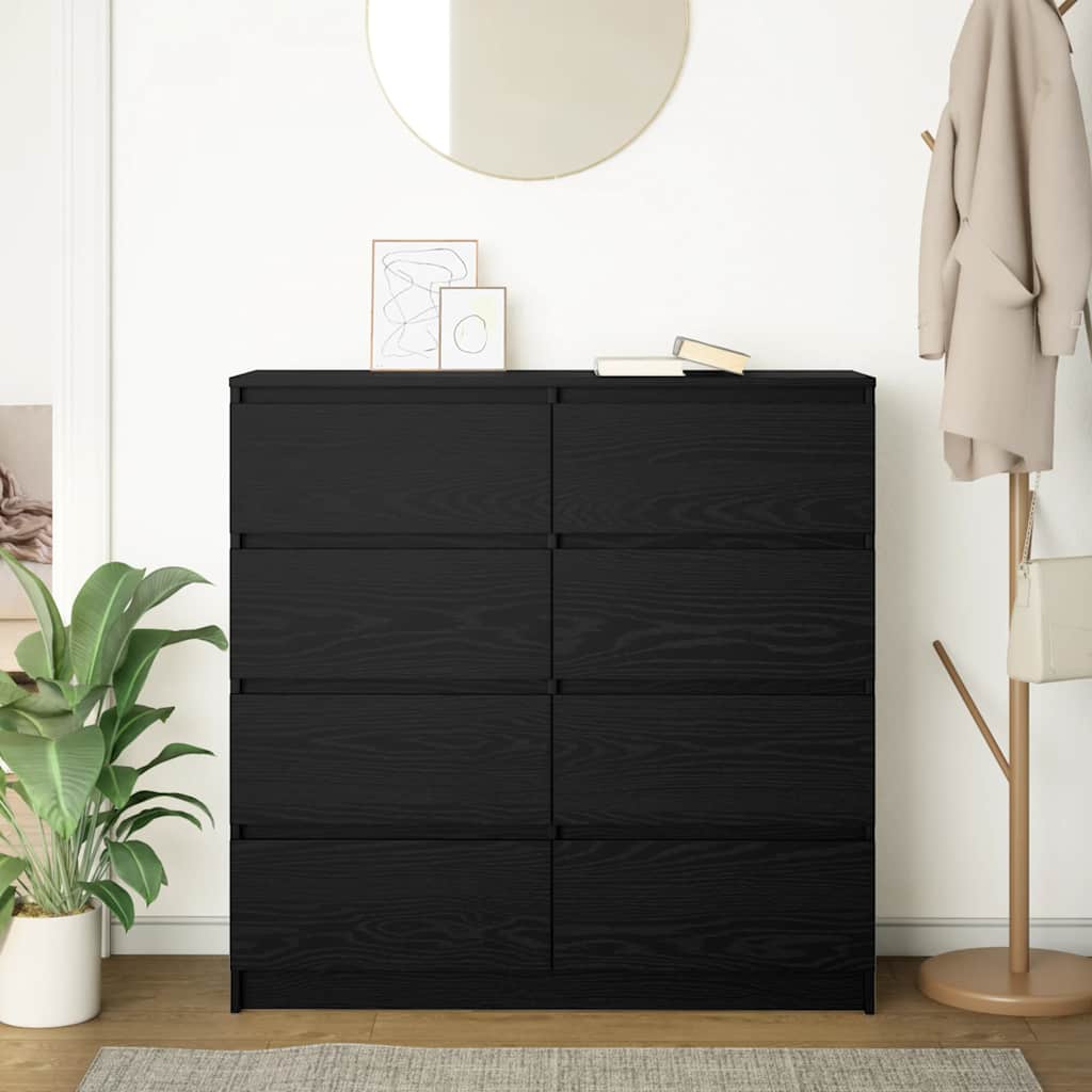 skænk 100x35x99 cm konstrueret træ sort egetræsfarve