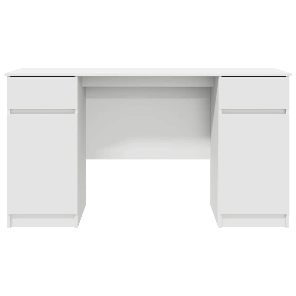 Bord med skuffe med hylde Hvid 140 x 49 x 76 cm Konstrueret træ