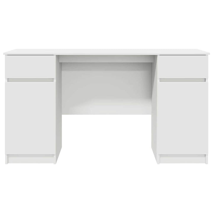 Bord med skuffe med hylde Hvid 140 x 49 x 76 cm Konstrueret træ