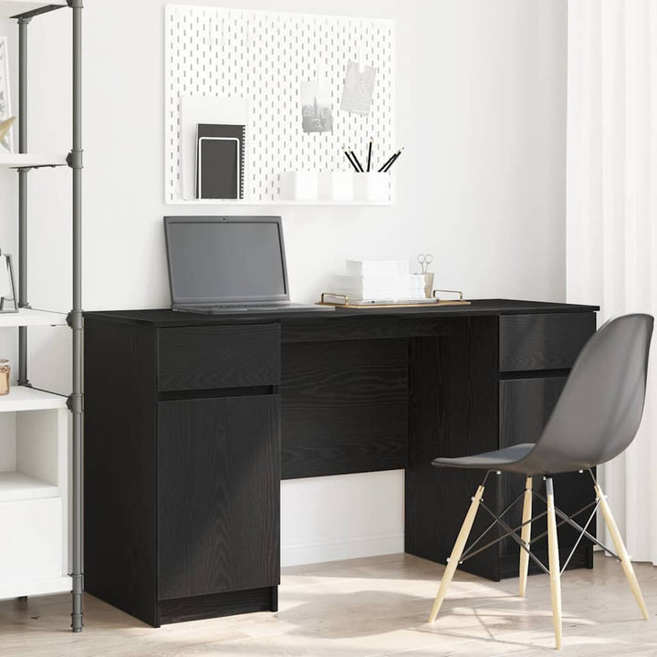 Bord med skuffe Sort eg 140 x 49 x 76 cm Konstrueret træ