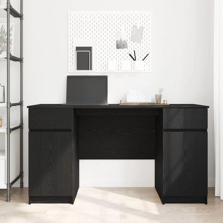 Bord med skuffe Sort eg 140 x 49 x 76 cm Konstrueret træ
