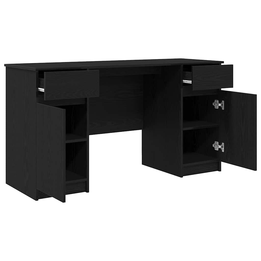 Bord med skuffe Sort eg 140 x 49 x 76 cm Konstrueret træ