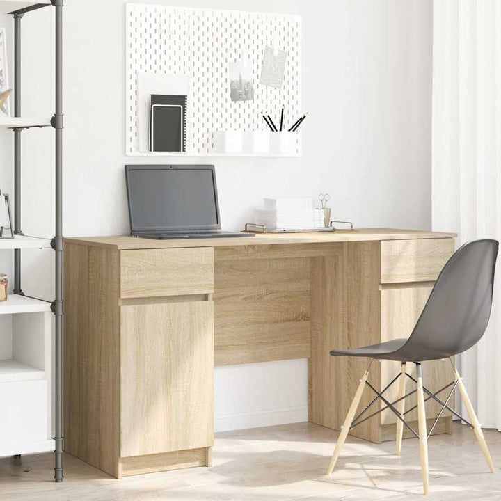Bord med skuffe Sonoma-eg 140 x 49 x 76 cm Konstrueret træ