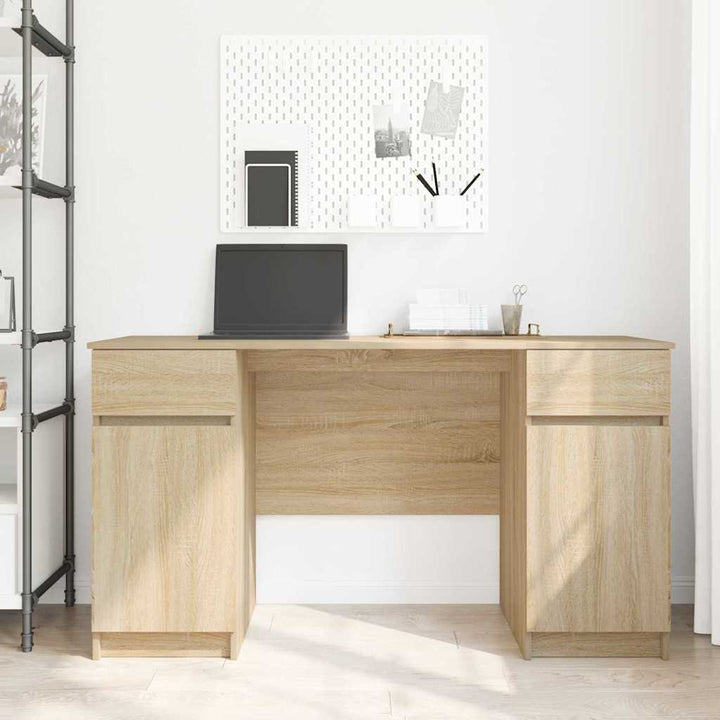 Bord med skuffe Sonoma-eg 140 x 49 x 76 cm Konstrueret træ