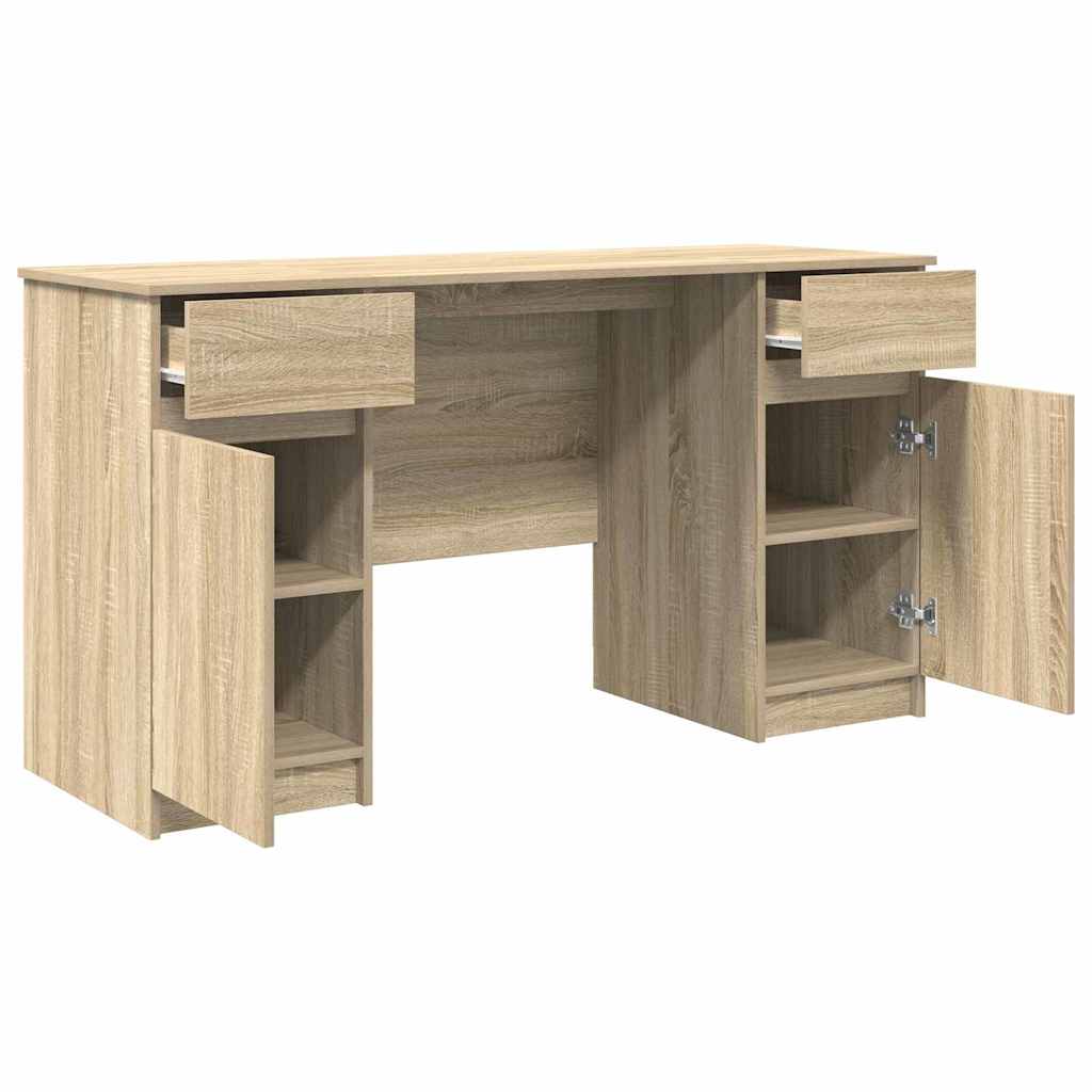 Bord med skuffe Sonoma-eg 140 x 49 x 76 cm Konstrueret træ