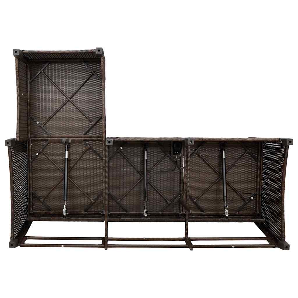 loungestol med hynder og lænefunktion L-formet polyrattan brun