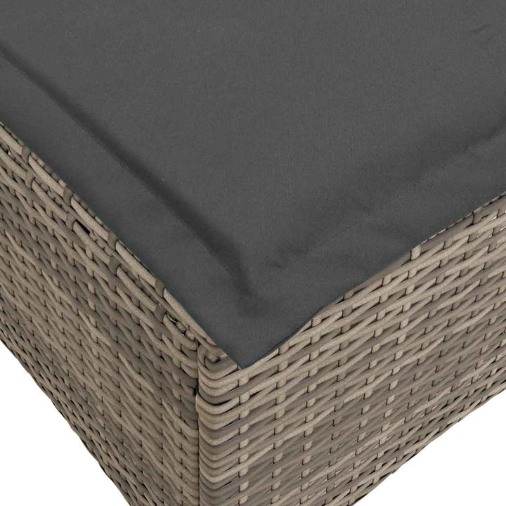 loungestol med hynder og lænefunktion L-formet polyrattan grå