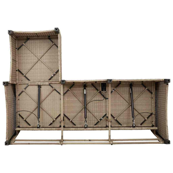 loungestol med hynder og lænefunktion L-formet polyrattan beige