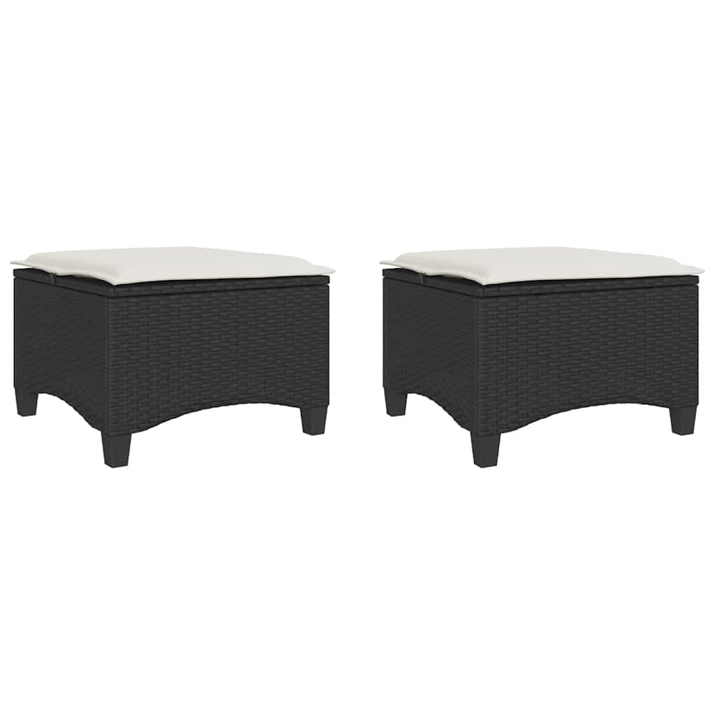havestole med hynder 2 stk. 55x55x36 cm polyrattan sort