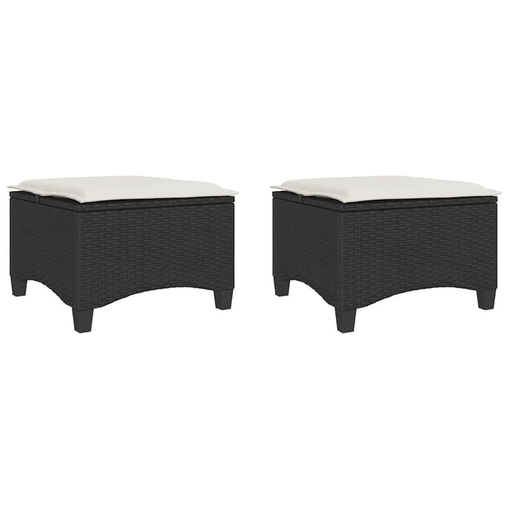 havestole med hynder 2 stk. 55x55x36 cm polyrattan sort