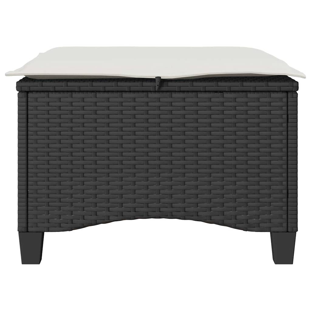 havestole med hynder 2 stk. 55x55x36 cm polyrattan sort