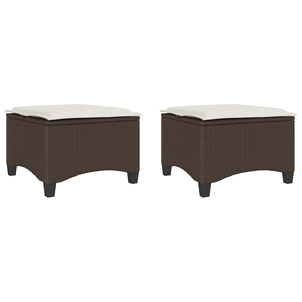 havestole med hynder 2 stk. 55x55x36 cm polyrattan brun