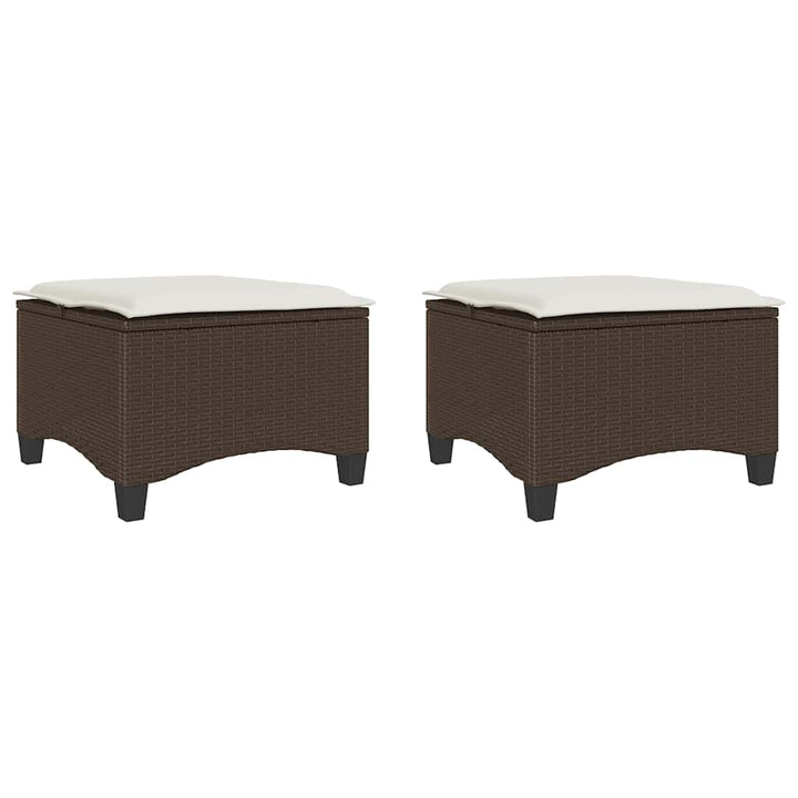 havestole med hynder 2 stk. 55x55x36 cm polyrattan brun