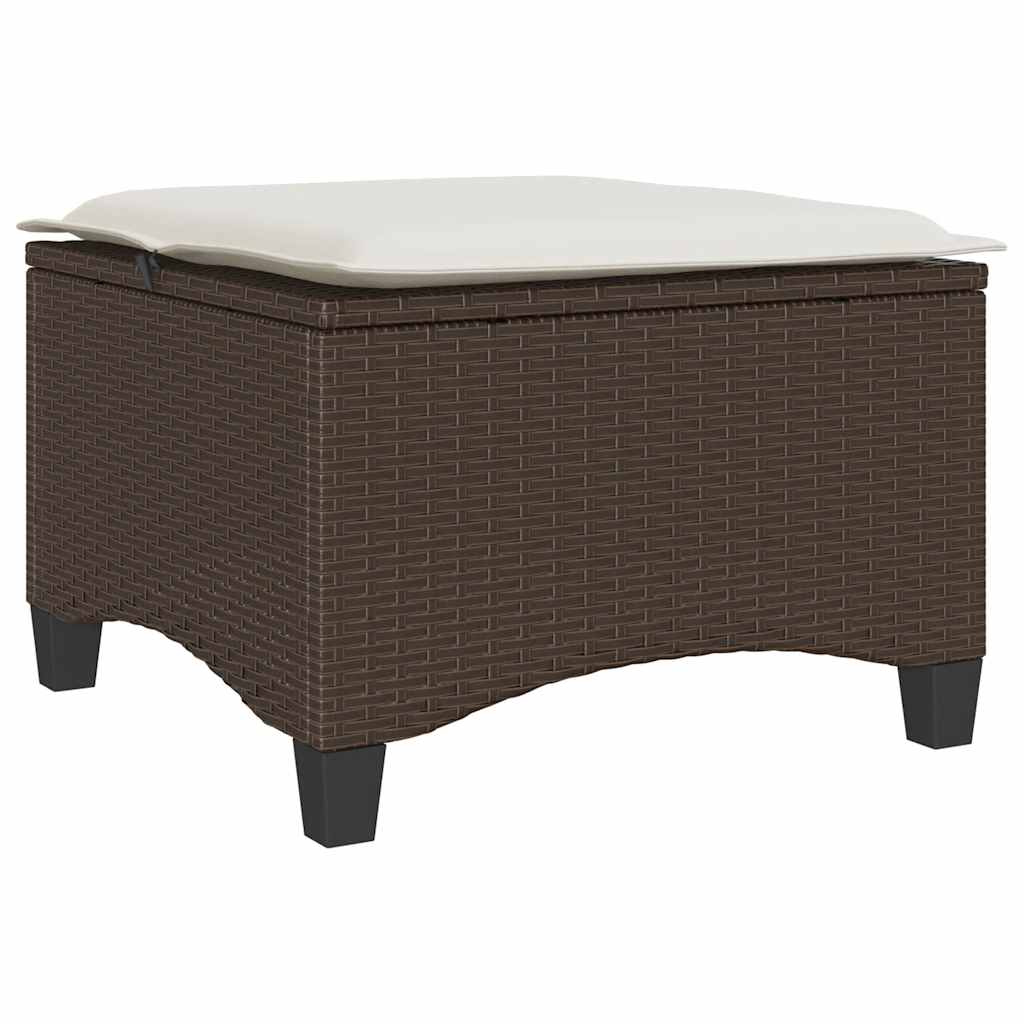 havestole med hynder 2 stk. 55x55x36 cm polyrattan brun
