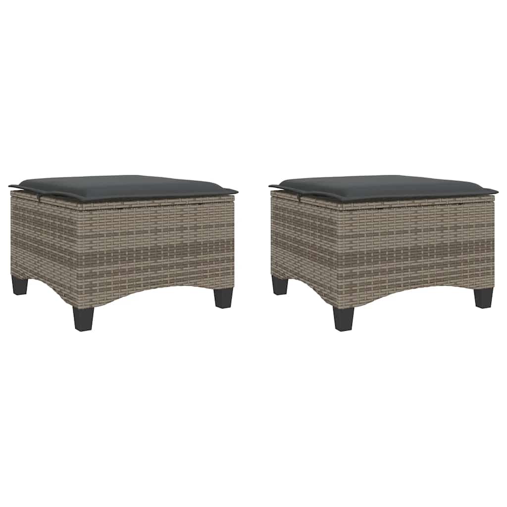 havestole med hynder 2 stk. 55x55x36 cm polyrattan grå