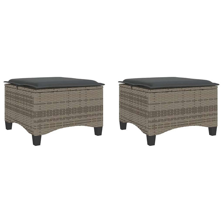 havestole med hynder 2 stk. 55x55x36 cm polyrattan grå