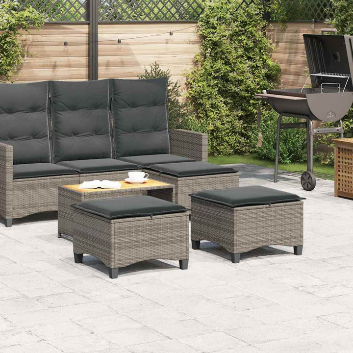 havestole med hynder 2 stk. 55x55x36 cm polyrattan grå
