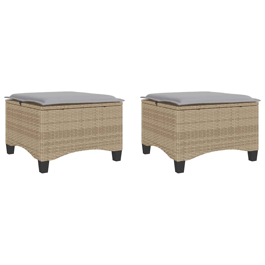 haveskamler 2 stk. med hynder 55x55x36 cm polyrattan beige
