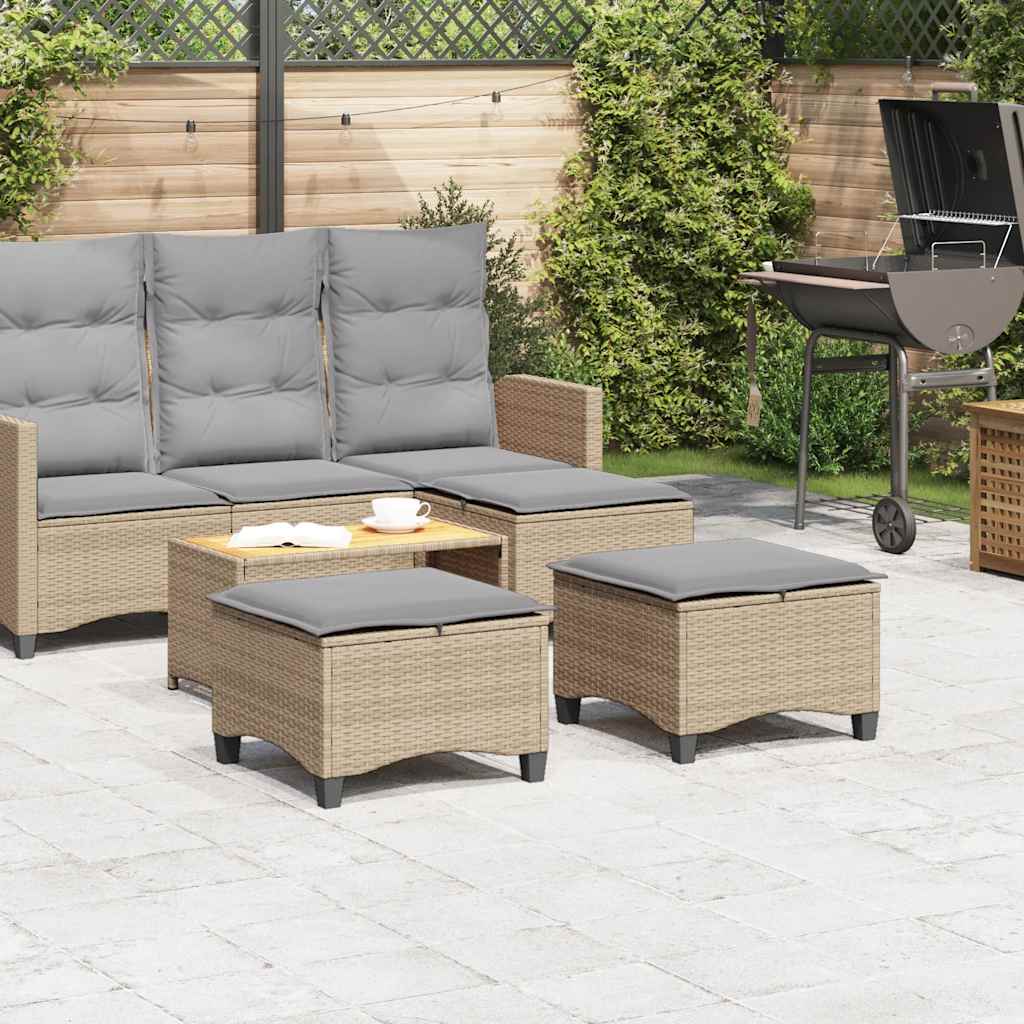 haveskamler 2 stk. med hynder 55x55x36 cm polyrattan beige