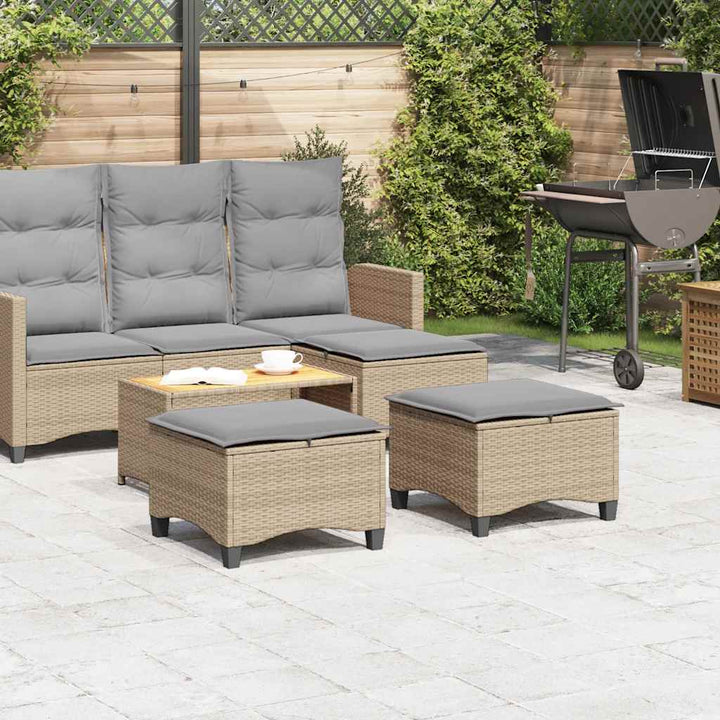 haveskamler 2 stk. med hynder 55x55x36 cm polyrattan beige