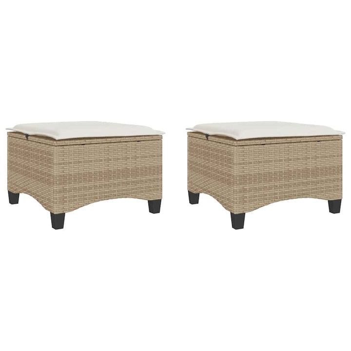 haveskamler 2 stk. med hynder 55x55x36 cm polyrattan beige
