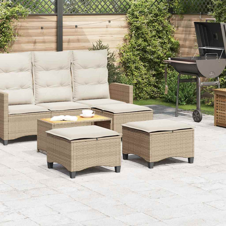haveskamler 2 stk. med hynder 55x55x36 cm polyrattan beige