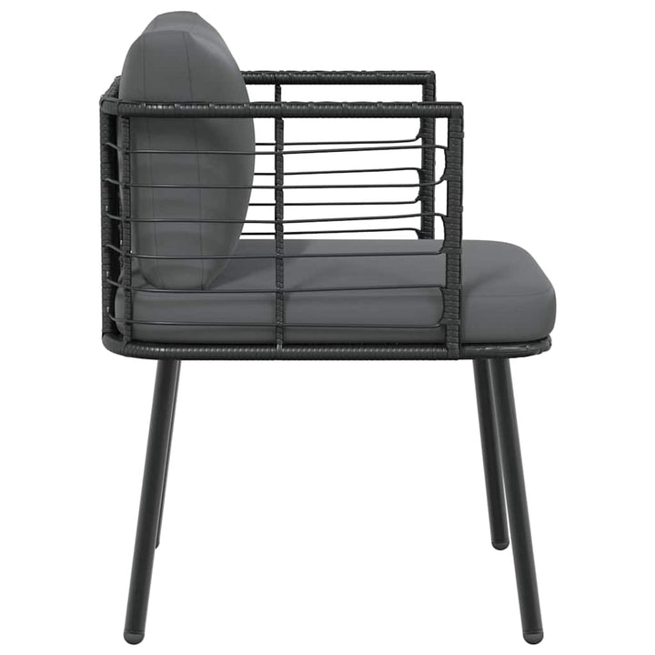 havestol med hynder polyrattan sort