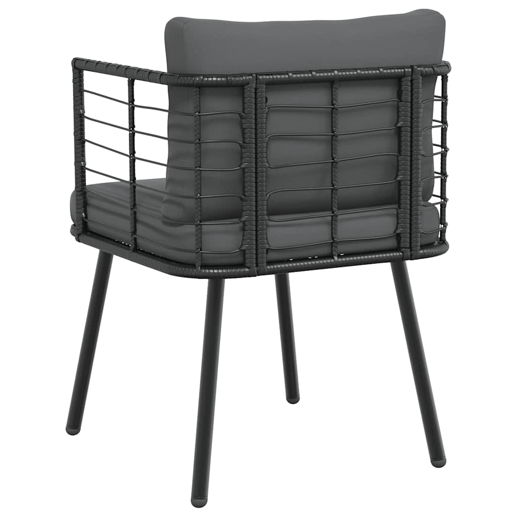havestol med hynder polyrattan sort