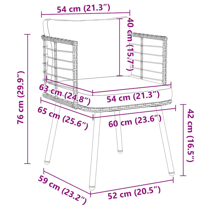 havestol med hynder polyrattan sort