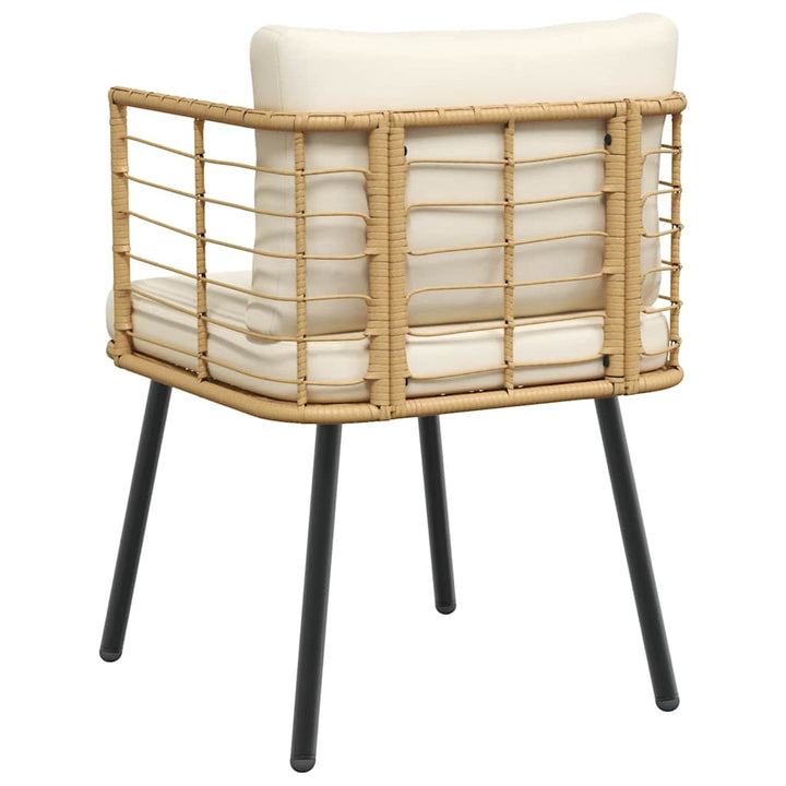 havestol med hynder polyrattan naturfarvet