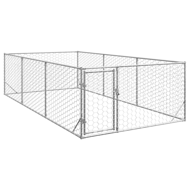 udendørs hundebur med dør 2x4x1 m galvaniseret stål