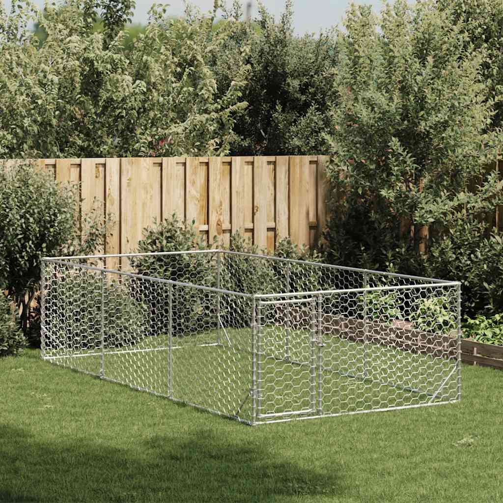 udendørs hundebur med dør 2x4x1 m galvaniseret stål