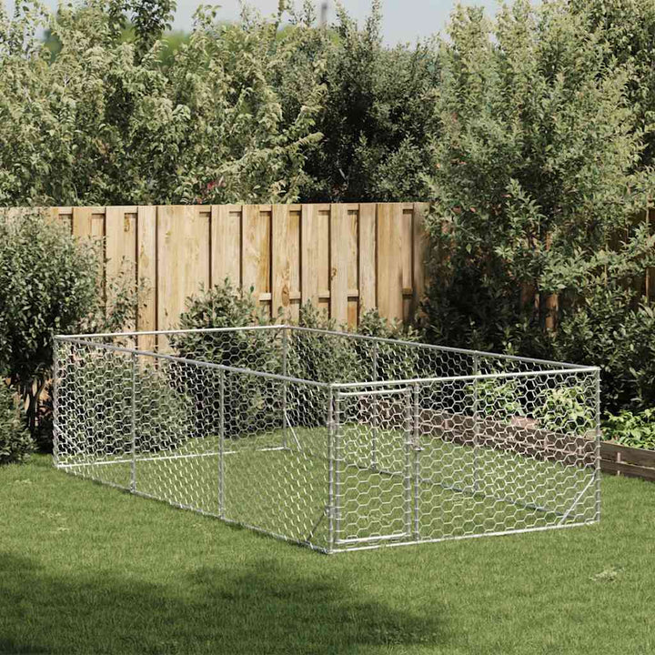 udendørs hundebur med dør 2x4x1 m galvaniseret stål
