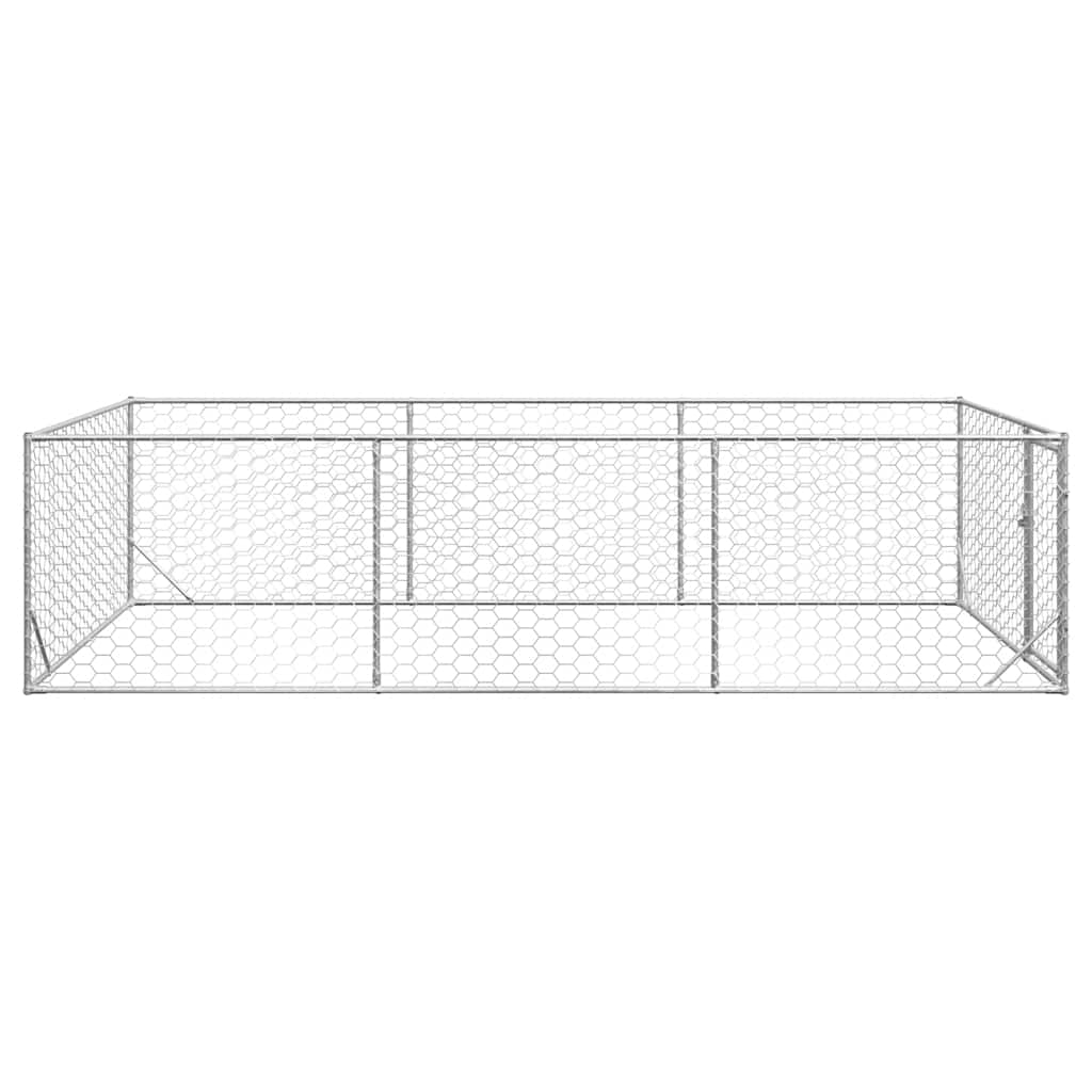udendørs hundebur med dør 2x4x1 m galvaniseret stål