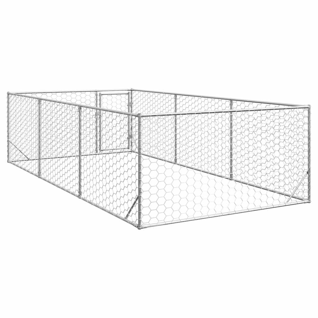 udendørs hundebur med dør 2x4x1 m galvaniseret stål