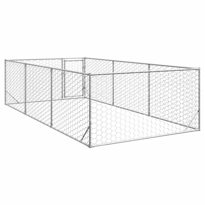 udendørs hundebur med dør 2x4x1 m galvaniseret stål