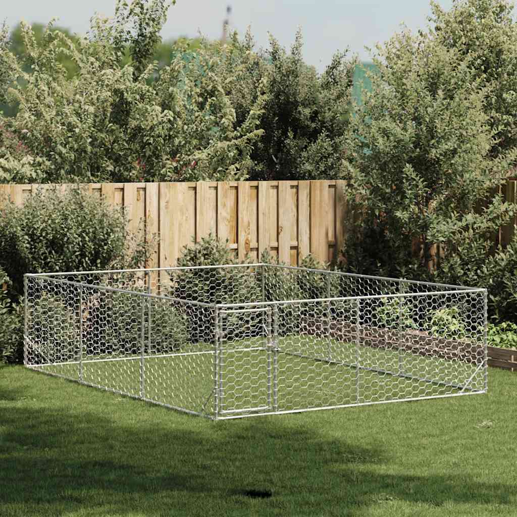 udendørs hundebur med dør 3x4x1 m galvaniseret stål