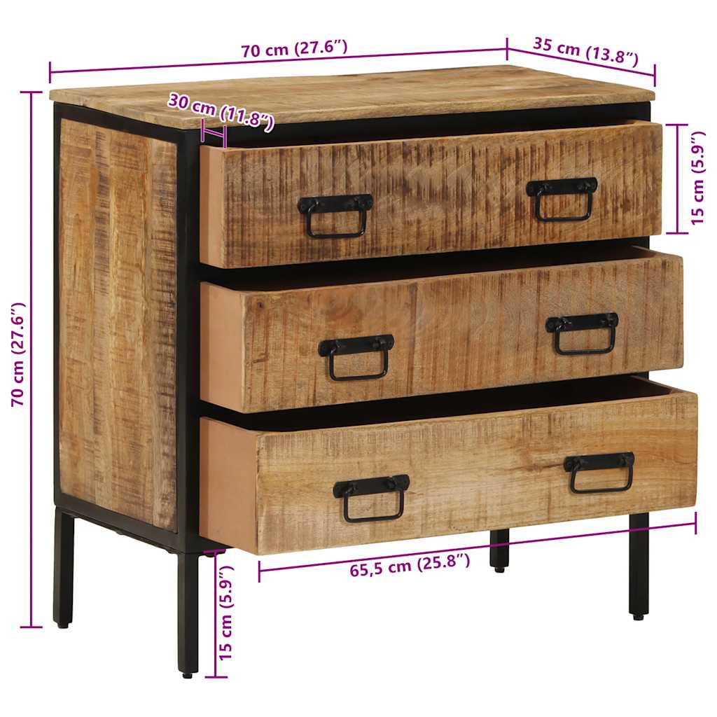skænke 2 stk. 70x35x70 cm massivt ru mangotræ